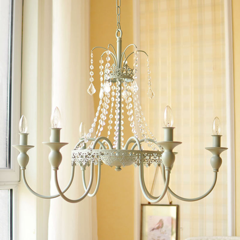 Gold/Grey Candle Hanging Chandelier Traditionalist Metal 6 Lights Living Room Ceiling Pendant with Crystal Accent Grey Clearhalo 'Ceiling Lights' 'Chandeliers' Lighting' options 302974_005152f0-57cb-4888-b02e-f035c3059bb4