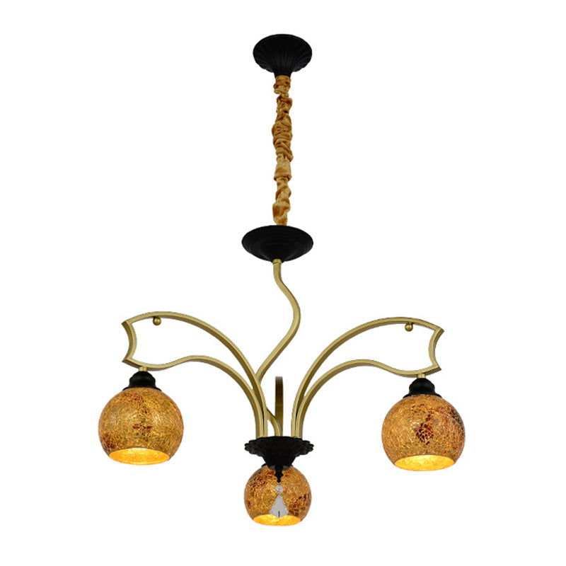 Tiffany Globe Chandelier 3/6/8 Lights Stained Art Glass Pendant Lighting Fixture in Gold for Living Room Clearhalo 'Ceiling Lights' 'Chandeliers' 'Glass shade' 'Glass' 'Industrial' 'Middle Century Chandeliers' 'Tiffany Chandeliers' 'Tiffany close to ceiling' 'Tiffany' Lighting' 303196