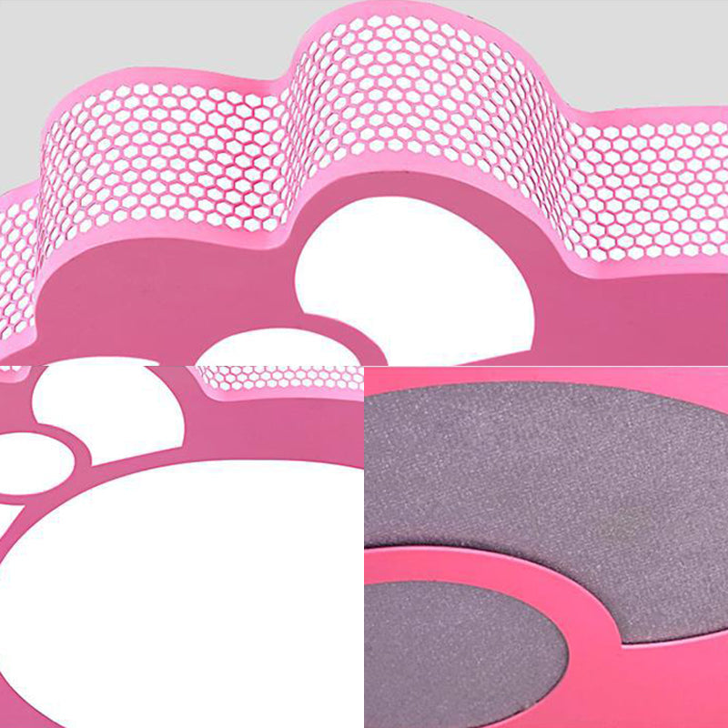 Bow Kitten LED Flush Ceiling Light Cartoon Acrylic Metal Ceiling Lamp in Pink for Girls Room Clearhalo 'Ceiling Lights' 'Close To Ceiling Lights' 'Close to ceiling' 'Flush mount' Lighting' 30878