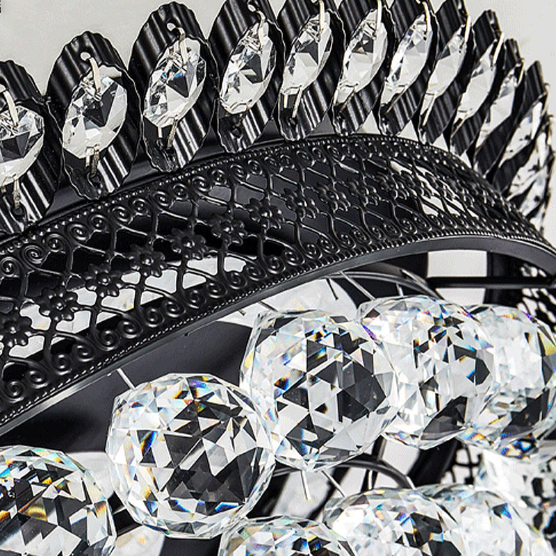 Dome Flush Mount Lamp Modern Crystal Ball Black LED Ceiling Lighting for Bedroom Clearhalo 'Ceiling Lights' 'Close To Ceiling Lights' 'Close to ceiling' 'Flush mount' Lighting' 313145