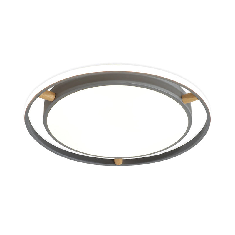 Round Bedroom Flush Mount Lighting Metal Contemporary 16"/19.5"/23.5" Wide LED Ceiling Light Fixture in Grey Clearhalo 'Ceiling Lights' 'Close To Ceiling Lights' 'Close to ceiling' 'Flush mount' Lighting' 313204