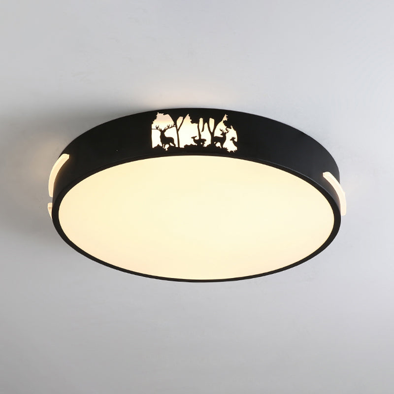 Black Round Flush Mount Light Modern LED Metal Ceiling Mount Lamp Fixture in White/Warm Light, 16"/19.5" Wide Clearhalo 'Ceiling Lights' 'Close To Ceiling Lights' 'Close to ceiling' 'Flush mount' Lighting' 313339