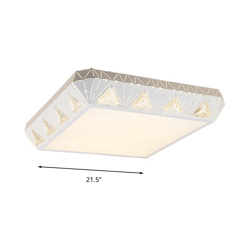 Modern Tapered Round/Square/Rectangle Flush Lamp Crystal White LED Ceiling Light with/without Remote Control Stepless Dimming Clearhalo 'Ceiling Lights' 'Close To Ceiling Lights' 'Close to ceiling' 'Flush mount' Lighting' 313996