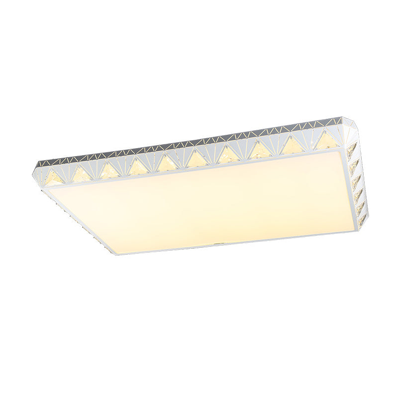 Modern Tapered Round/Square/Rectangle Flush Lamp Crystal White LED Ceiling Light with/without Remote Control Stepless Dimming Clearhalo 'Ceiling Lights' 'Close To Ceiling Lights' 'Close to ceiling' 'Flush mount' Lighting' 314001