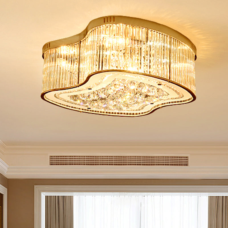 Geometric Crystal Rod Flush Mount Light Modernism 4 Heads Gold Ceiling Light Fixture Gold Clearhalo 'Ceiling Lights' 'Close To Ceiling Lights' 'Close to ceiling' 'Flush mount' Lighting' 314182
