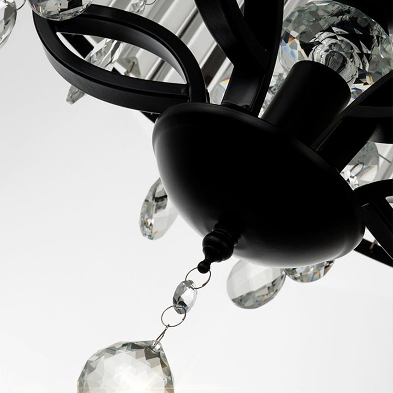 Round Crystal Block Semi Flush Light Fixture Contemporary 4 Heads Black Ceiling Lamp in White Light Clearhalo 'Ceiling Lights' 'Close To Ceiling Lights' 'Close to ceiling' 'Flush mount' Lighting' 314214