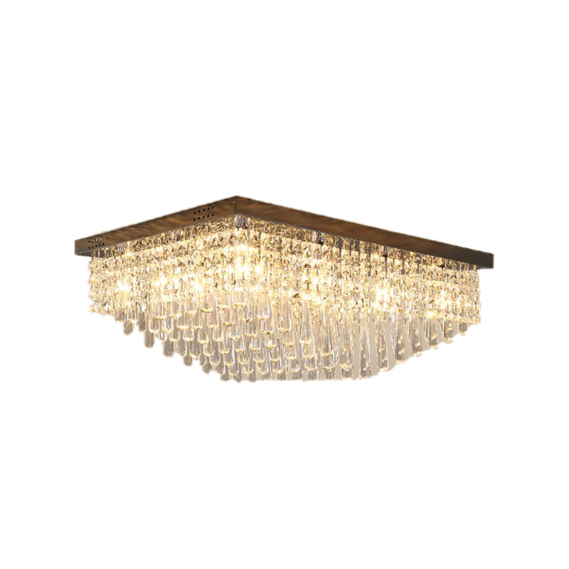 Nickel Rectangle Flush Mount Light Simple K9 Crystal LED Ceiling Fixture for Living Room Clearhalo 'Ceiling Lights' 'Close To Ceiling Lights' 'Close to ceiling' 'Flush mount' Lighting' 314309