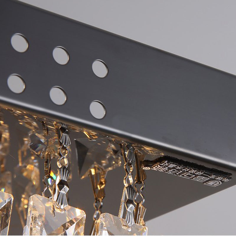 Nickel Rectangle Flush Mount Light Simple K9 Crystal LED Ceiling Fixture for Living Room Clearhalo 'Ceiling Lights' 'Close To Ceiling Lights' 'Close to ceiling' 'Flush mount' Lighting' 314311