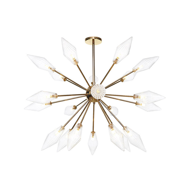 Diamond Shape Indoor Hanging Chandelier Light Amber/Clear Glass 9/12/15-Head Industrial Stylish Ceiling Light Fixture 18 Clear Clearhalo 'Cast Iron' 'Ceiling Lights' 'Chandeliers' 'Clear' 'Industrial Chandeliers' 'Industrial' 'Metal' 'Middle Century Chandeliers' 'Modern' 'Rustic Chandeliers' 'Tiffany' 'Traditional Chandeliers' Lighting' 314410
