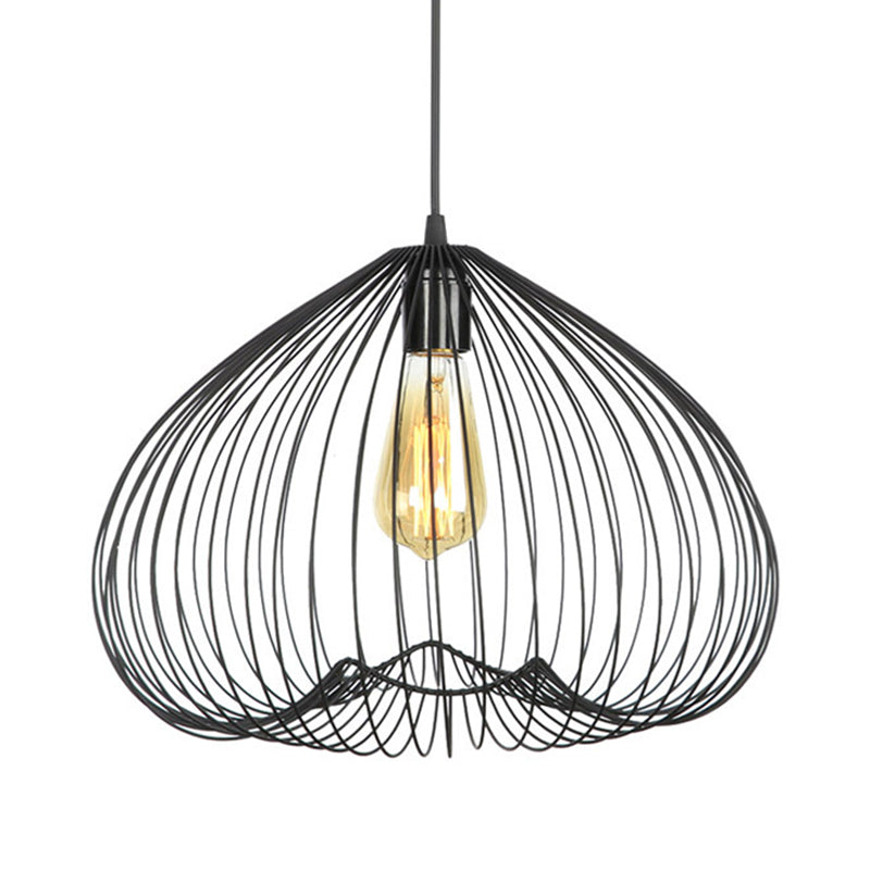 8"/9.5"/12" Wide Black 1 Light Hanging Light Vintage Metal Caged Ceiling Pendant Clearhalo 'Art Deco Pendants' 'Black' 'Cast Iron' 'Ceiling Lights' 'Ceramic' 'Crystal' 'Industrial Pendants' 'Industrial' 'Metal' 'Middle Century Pendants' 'Pendant Lights' 'Pendants' 'Rustic Pendants' 'Tiffany' Lighting' 314507