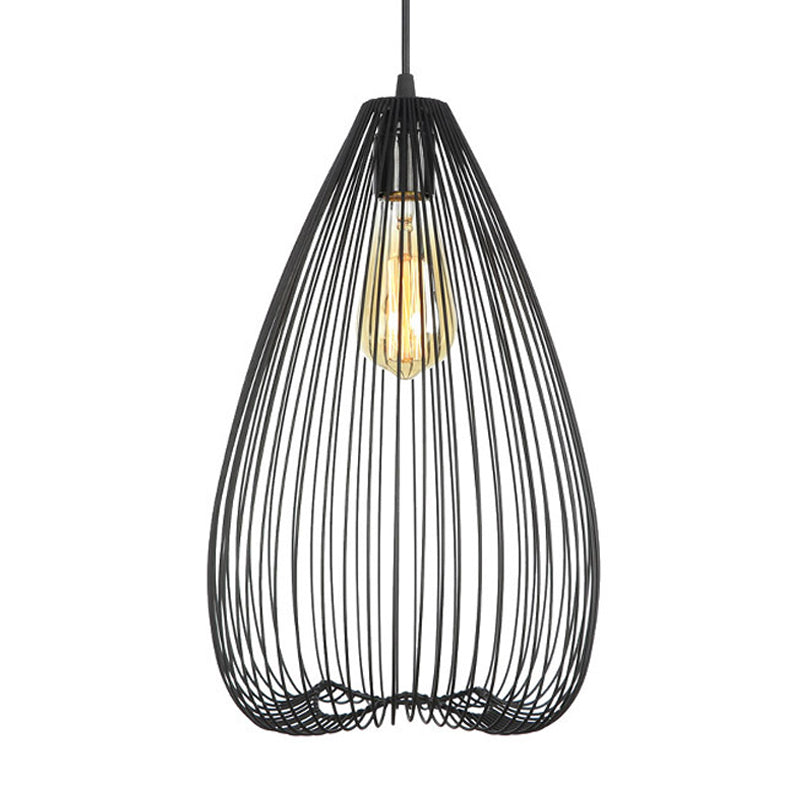 8"/9.5"/12" Wide Black 1 Light Hanging Light Vintage Metal Caged Ceiling Pendant Clearhalo 'Art Deco Pendants' 'Black' 'Cast Iron' 'Ceiling Lights' 'Ceramic' 'Crystal' 'Industrial Pendants' 'Industrial' 'Metal' 'Middle Century Pendants' 'Pendant Lights' 'Pendants' 'Rustic Pendants' 'Tiffany' Lighting' 314508