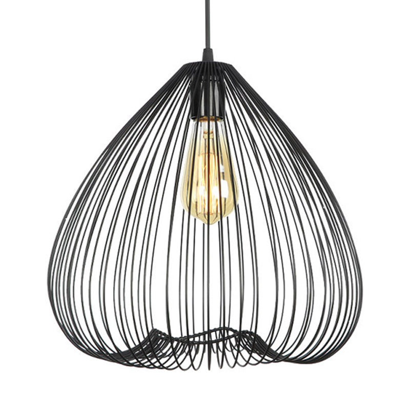 8"/9.5"/12" Wide Black 1 Light Hanging Light Vintage Metal Caged Ceiling Pendant Clearhalo 'Art Deco Pendants' 'Black' 'Cast Iron' 'Ceiling Lights' 'Ceramic' 'Crystal' 'Industrial Pendants' 'Industrial' 'Metal' 'Middle Century Pendants' 'Pendant Lights' 'Pendants' 'Rustic Pendants' 'Tiffany' Lighting' 314509