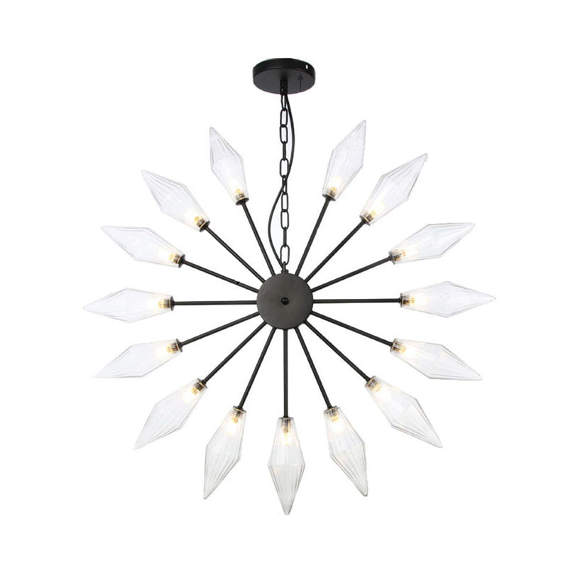 6/9/12 Lights Chandelier Lamp Industrial Sputnik Amber/Clear Glass Ceiling Light Fixture in Black/Copper/Chrome Clearhalo 'Ceiling Lights' 'Chandeliers' 'Glass shade' 'Glass' 'Industrial Chandeliers' 'Industrial' 'Middle Century Chandeliers' 'Pendant Lights' 'Tiffany' Lighting' 315417