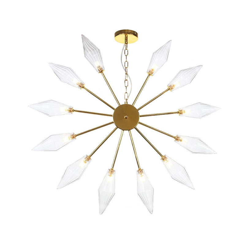 6/9/12 Lights Chandelier Lamp Industrial Sputnik Amber/Clear Glass Ceiling Light Fixture in Black/Copper/Chrome Clearhalo 'Ceiling Lights' 'Chandeliers' 'Glass shade' 'Glass' 'Industrial Chandeliers' 'Industrial' 'Middle Century Chandeliers' 'Pendant Lights' 'Tiffany' Lighting' 315432