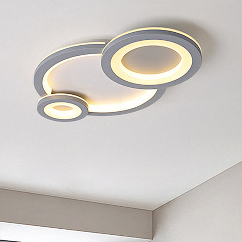 Modern Led Flush Lighting with Acrylic Shade Grey/White Round Flush Mount Ceiling Lamp in Warm/White Light Grey Warm Clearhalo 'Ceiling Lights' 'Close To Ceiling Lights' 'Close to ceiling' 'Flush mount' Lighting' 316362