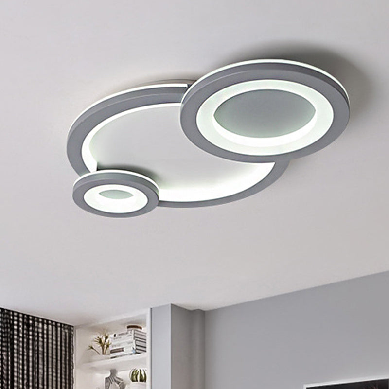 Modern Led Flush Lighting with Acrylic Shade Grey/White Round Flush Mount Ceiling Lamp in Warm/White Light Grey White Clearhalo 'Ceiling Lights' 'Close To Ceiling Lights' 'Close to ceiling' 'Flush mount' Lighting' 316363