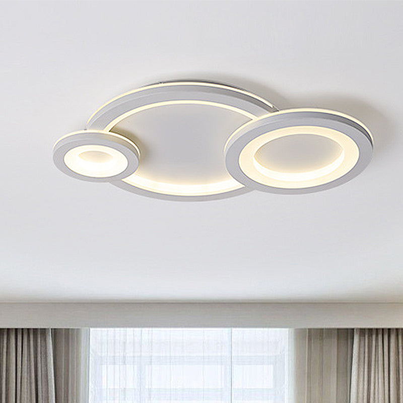 Modern Led Flush Lighting with Acrylic Shade Grey/White Round Flush Mount Ceiling Lamp in Warm/White Light White Clearhalo 'Ceiling Lights' 'Close To Ceiling Lights' 'Close to ceiling' 'Flush mount' Lighting' 316365