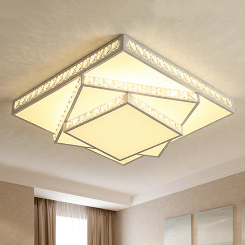 Square Ceiling Lamp Modern Acrylic LED White Flush Mount Lighting in White/3 Color Light, 16"/19.5"/23.5" Wide Clearhalo 'Ceiling Lights' 'Close To Ceiling Lights' 'Close to ceiling' 'Flush mount' Lighting' 316395