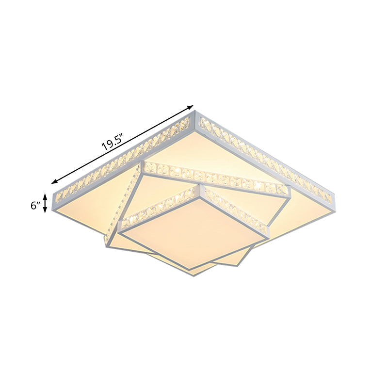 Square Ceiling Lamp Modern Acrylic LED White Flush Mount Lighting in White/3 Color Light, 16"/19.5"/23.5" Wide Clearhalo 'Ceiling Lights' 'Close To Ceiling Lights' 'Close to ceiling' 'Flush mount' Lighting' 316399