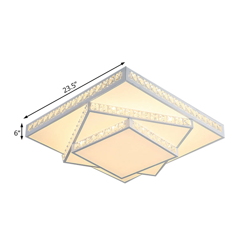 Square Ceiling Lamp Modern Acrylic LED White Flush Mount Lighting in White/3 Color Light, 16"/19.5"/23.5" Wide Clearhalo 'Ceiling Lights' 'Close To Ceiling Lights' 'Close to ceiling' 'Flush mount' Lighting' 316400
