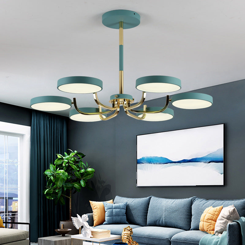 Scandinavian Round Hanging Chandelier Acrylic 6 Lights Hanging Pendant Fixture for Living Room Clearhalo 'Ceiling Lights' 'Chandeliers' Lighting' options 31808