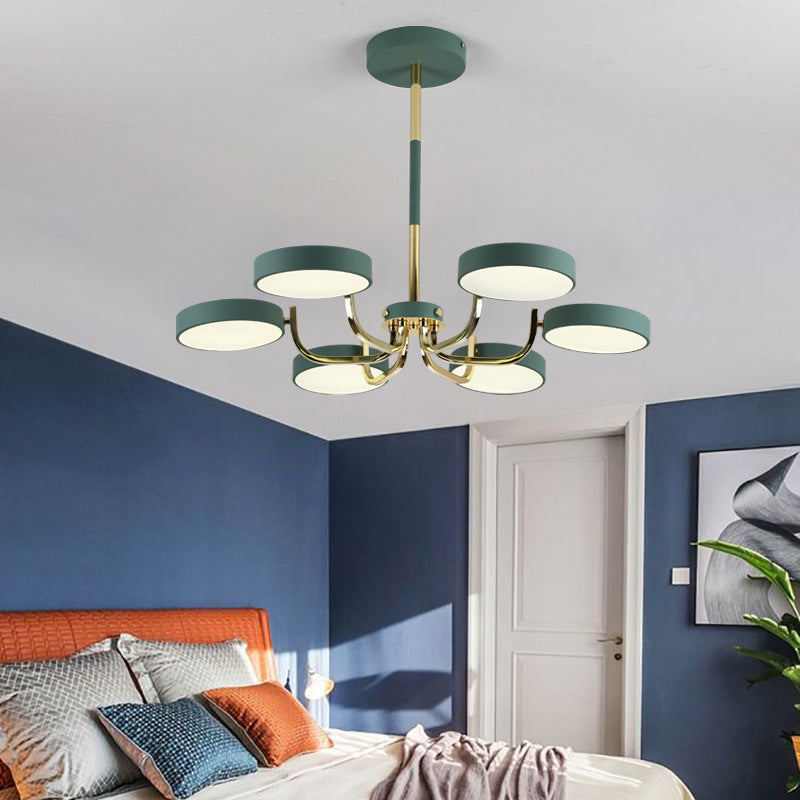 Scandinavian Round Hanging Chandelier Acrylic 6 Lights Hanging Pendant Fixture for Living Room Clearhalo 'Ceiling Lights' 'Chandeliers' Lighting' options 31809