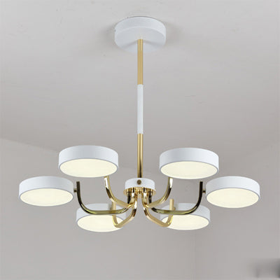 Scandinavian Round Hanging Chandelier Acrylic 6 Lights Hanging Pendant Fixture for Living Room Clearhalo 'Ceiling Lights' 'Chandeliers' Lighting' options 31813