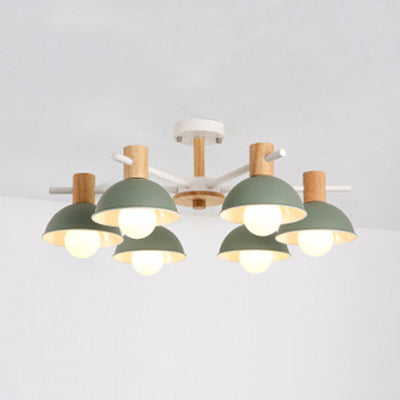 Macaroon Dome Hanging Pendant Fixture 6 Bulbs Metal Pendant Light Fixture for Living Room Clearhalo 'Ceiling Lights' 'Chandeliers' Lighting' options 32001