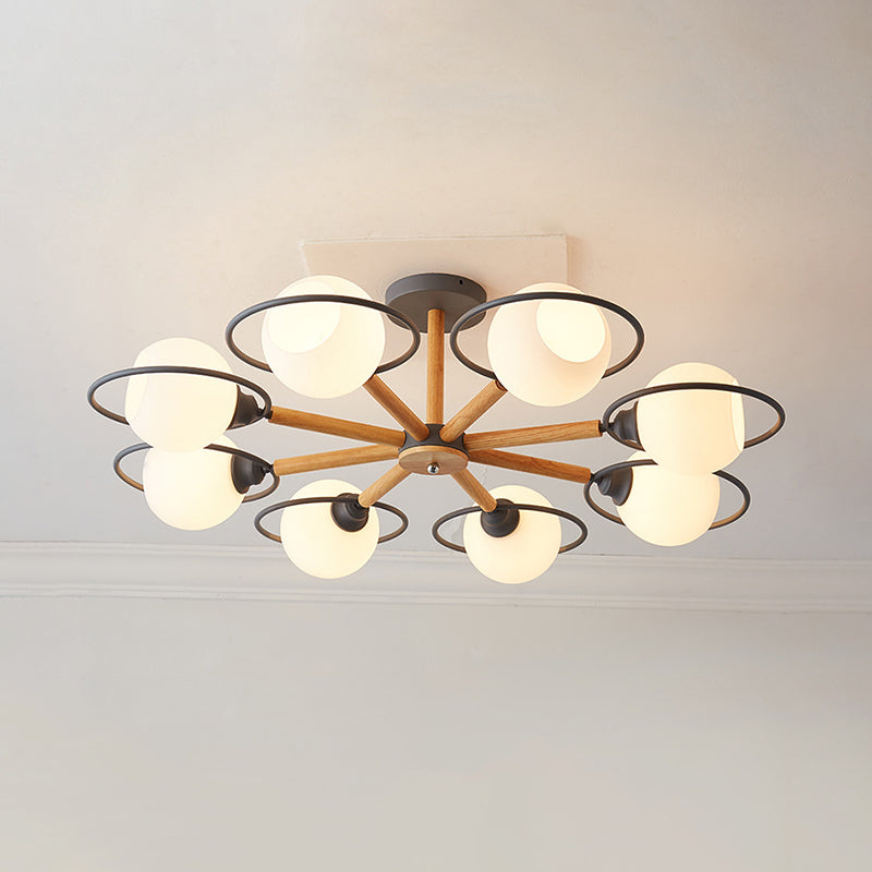 Dining Room Circle Hanging Lights Iron 8 Lights Modern in Green Hanging Pendant Fixture Grey Clearhalo 'Ceiling Lights' 'Chandeliers' Lighting' options 32157_2d2eeabd-1007-4944-8ae0-cecc977e36e3