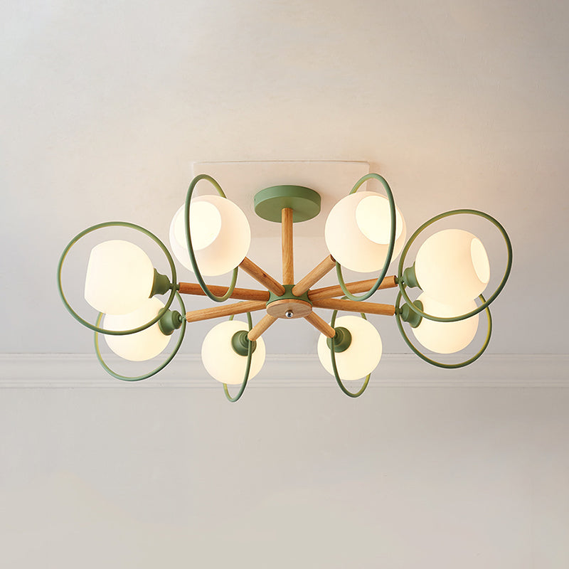 Dining Room Circle Hanging Lights Iron 8 Lights Modern in Green Hanging Pendant Fixture Green Clearhalo 'Ceiling Lights' 'Chandeliers' Lighting' options 32158_facaacc1-3845-4298-b9bd-c85640264f7b