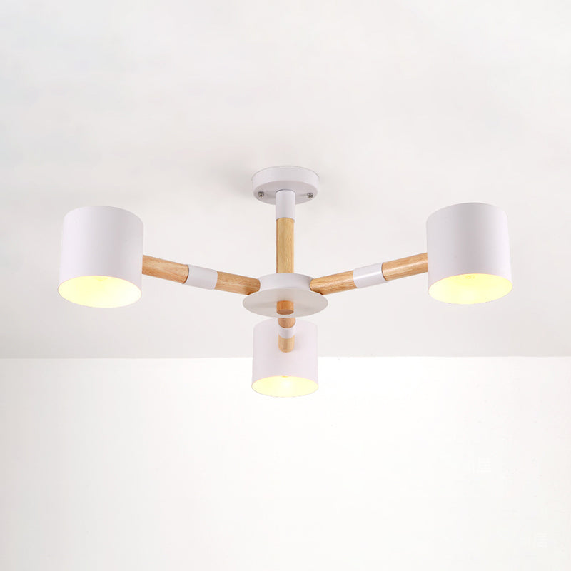 Metal and Wood Tapered Shade Hanging Lights 3 Lights Chic Modern Hanging Pendant Lights for Dining Room White Clearhalo 'Ceiling Lights' 'Chandeliers' Lighting' options 32185_669af4e1-f932-44e0-8f82-1ac86d343ac0