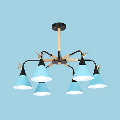 Macaroon Horn Shape Pendant Light Fixture Metal Hanging Lamp Fixture for Bedroom Clearhalo 'Ceiling Lights' 'Chandeliers' Lighting' options 32248