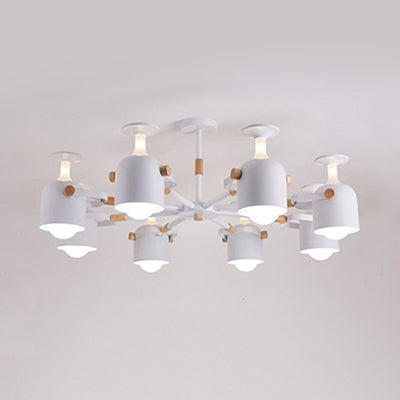 Cup Shape Bedroom Hanging Lamp Metal 8 Lights Modern Macaron Chandelier Clearhalo 'Ceiling Lights' 'Chandeliers' Lighting' options 32341