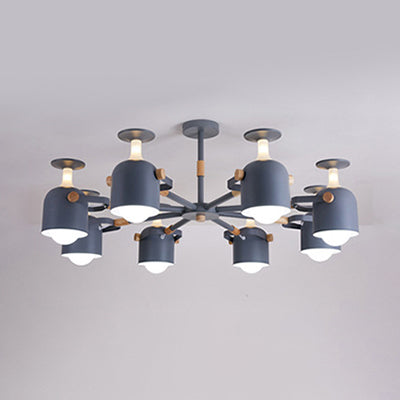 Cup Shape Bedroom Hanging Lamp Metal 8 Lights Modern Macaron Chandelier Clearhalo 'Ceiling Lights' 'Chandeliers' Lighting' options 32342