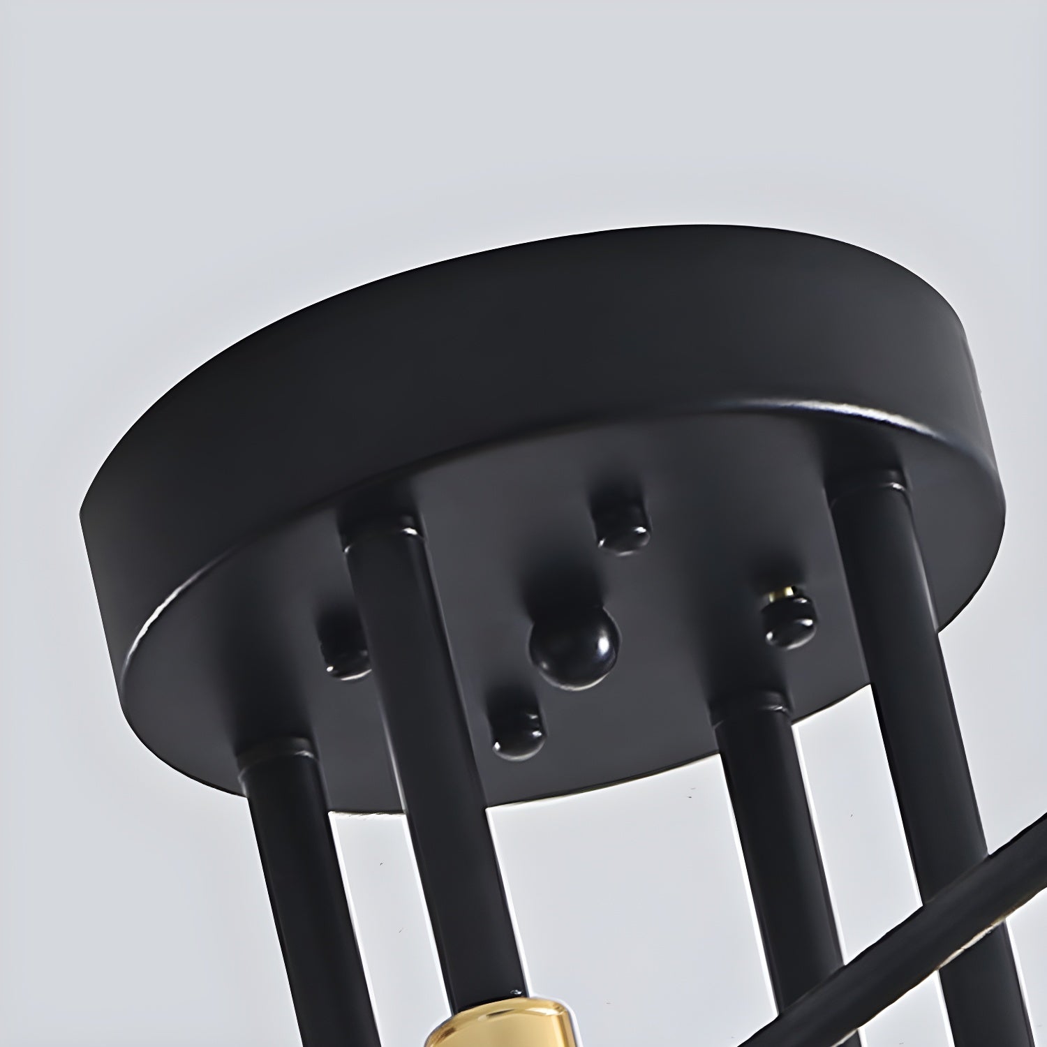Black and Gold Semi Flush Mount in Industrial Creative Style Wrought Iron Radial Ceiling Light