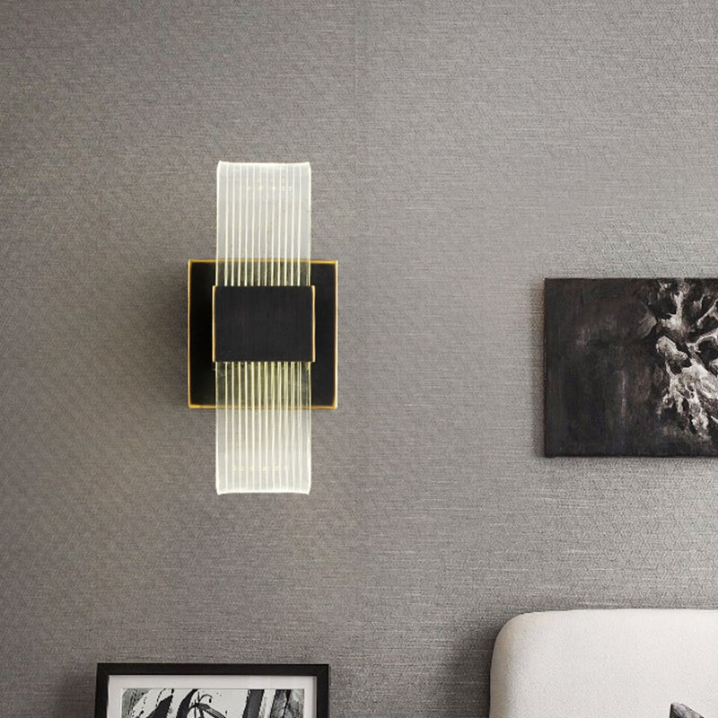 Metal Square Sconce Light Modernism LED Black Wall Mounted Lighting for Living Room Clearhalo 'Cast Iron' 'Glass' 'Industrial' 'Modern wall lights' 'Modern' 'Tiffany' 'Traditional wall lights' 'Wall Lamps & Sconces' 'Wall Lights' Lighting' 324222