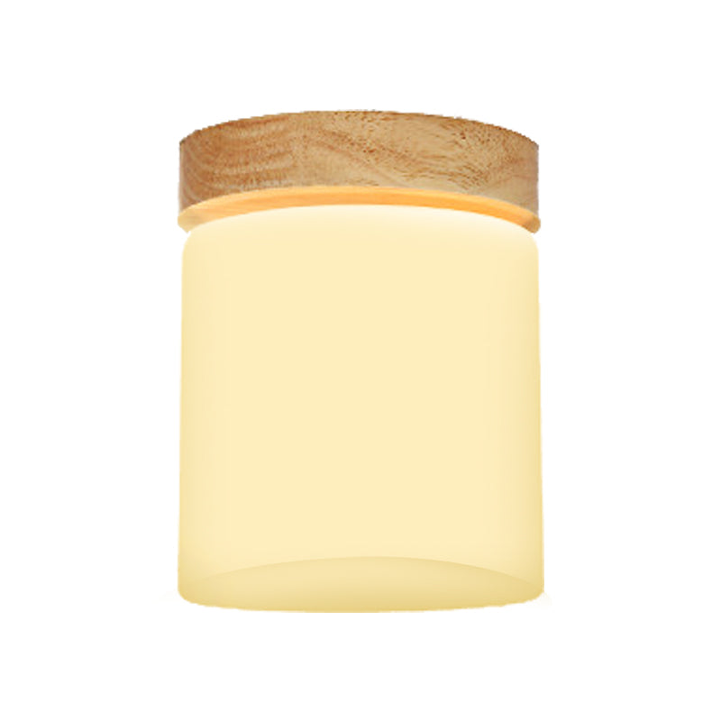 Frosted Glass Geometric Flush Mount Light Nordic 1 Light Flush Ceiling Light Fixture in White for Corridor Clearhalo 'Ceiling Lights' 'Close To Ceiling Lights' 'Close to ceiling' 'Flush mount' Lighting' 325254