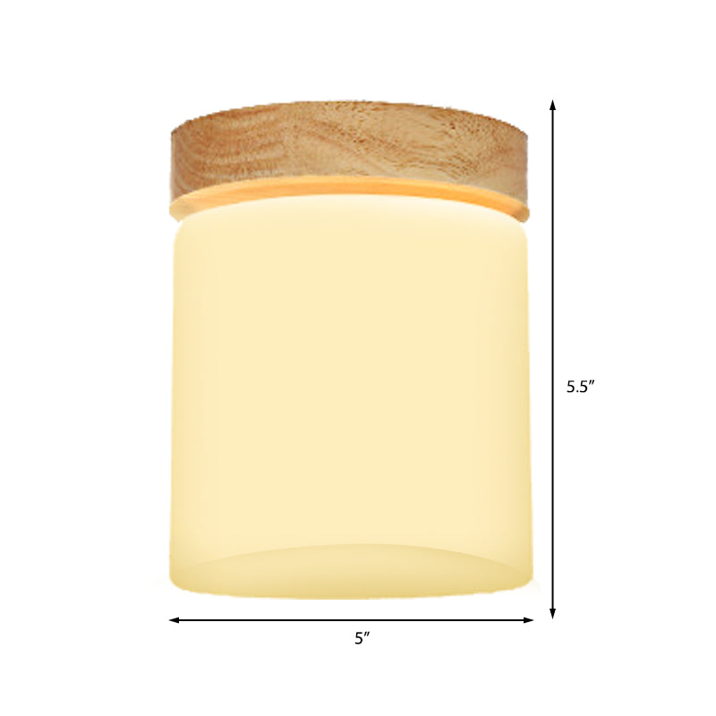 Frosted Glass Geometric Flush Mount Light Nordic 1 Light Flush Ceiling Light Fixture in White for Corridor Clearhalo 'Ceiling Lights' 'Close To Ceiling Lights' 'Close to ceiling' 'Flush mount' Lighting' 325255