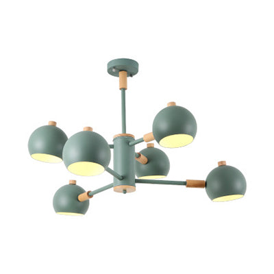Bedroom Sphere Pendant Light Fixture Iron 6 Lights Modern Nordic Hanging Chandelier Clearhalo 'Ceiling Lights' 'Chandeliers' Lighting' options 32535