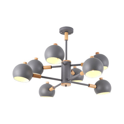 Metal Dome Hanging Lamp Fixture 2-Tier 8 Lights Scandinavian Chandelier for Living Room Shop Clearhalo 'Ceiling Lights' 'Chandeliers' Lighting' options 32539