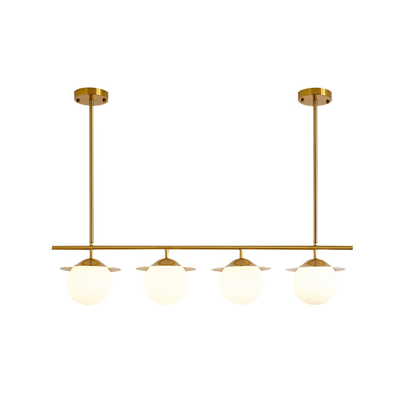 Contemporary Round Island Lighting Opal Glass 4 Bulbs Pendant Light Fixture in Gold Clearhalo 'Ceiling Lights' 'Glass shade' 'Glass' 'Island Lights' Lighting' 325517