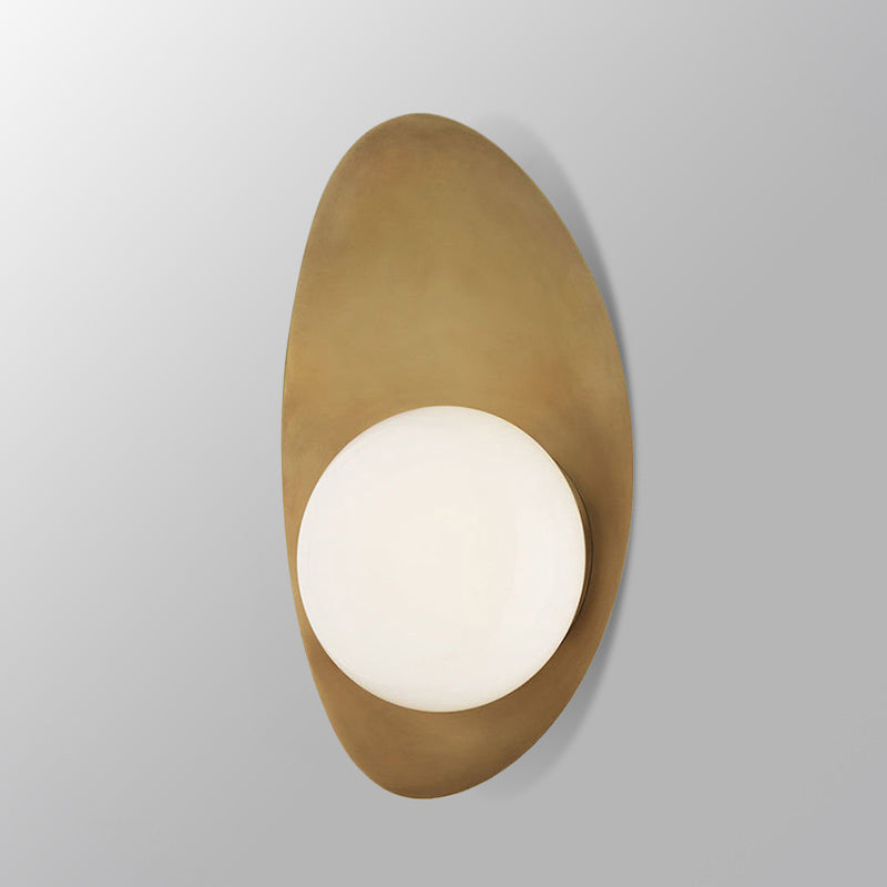 Metal Bend Wall Lamp Minimalist 1 Head Gold Sconce Light Fixture with Opal Glass Shade Clearhalo 'Cast Iron' 'Glass' 'Industrial' 'Modern wall lights' 'Modern' 'Tiffany' 'Traditional wall lights' 'Wall Lamps & Sconces' 'Wall Lights' Lighting' 325628