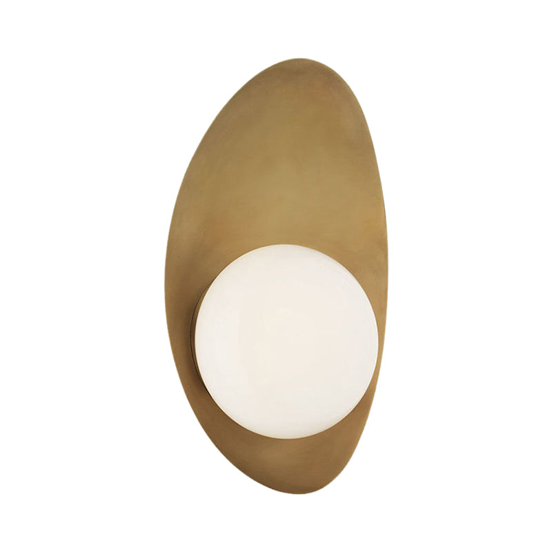 Metal Bend Wall Lamp Minimalist 1 Head Gold Sconce Light Fixture with Opal Glass Shade Clearhalo 'Cast Iron' 'Glass' 'Industrial' 'Modern wall lights' 'Modern' 'Tiffany' 'Traditional wall lights' 'Wall Lamps & Sconces' 'Wall Lights' Lighting' 325629