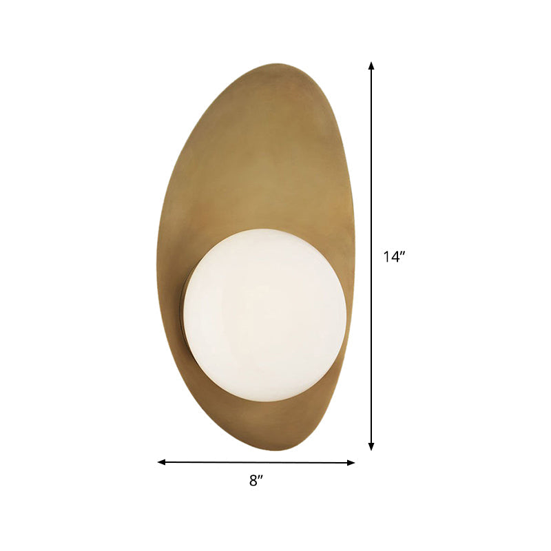 Metal Bend Wall Lamp Minimalist 1 Head Gold Sconce Light Fixture with Opal Glass Shade Clearhalo 'Cast Iron' 'Glass' 'Industrial' 'Modern wall lights' 'Modern' 'Tiffany' 'Traditional wall lights' 'Wall Lamps & Sconces' 'Wall Lights' Lighting' 325630