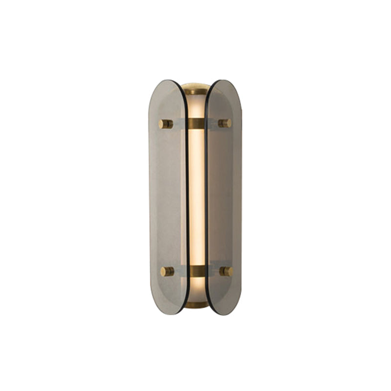 Pill Capsule Bedside Sconce Minimalism Smoke Gray Glass 1 Bulb Wall Mounted Lamp Clearhalo 'Cast Iron' 'Glass' 'Industrial' 'Modern wall lights' 'Modern' 'Tiffany' 'Traditional wall lights' 'Wall Lamps & Sconces' 'Wall Lights' Lighting' 325652