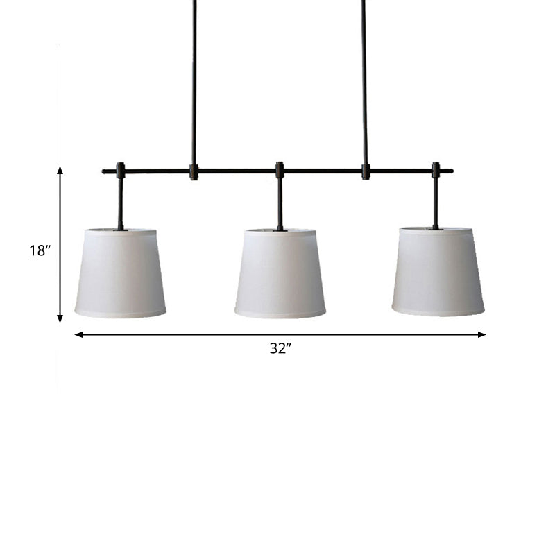 3 Lights Barrel Island Light Traditional Black/Gold Fabric Pendant Lighting for Dining Room Clearhalo 'Ceiling Lights' 'Island Lights' Lighting' 326003