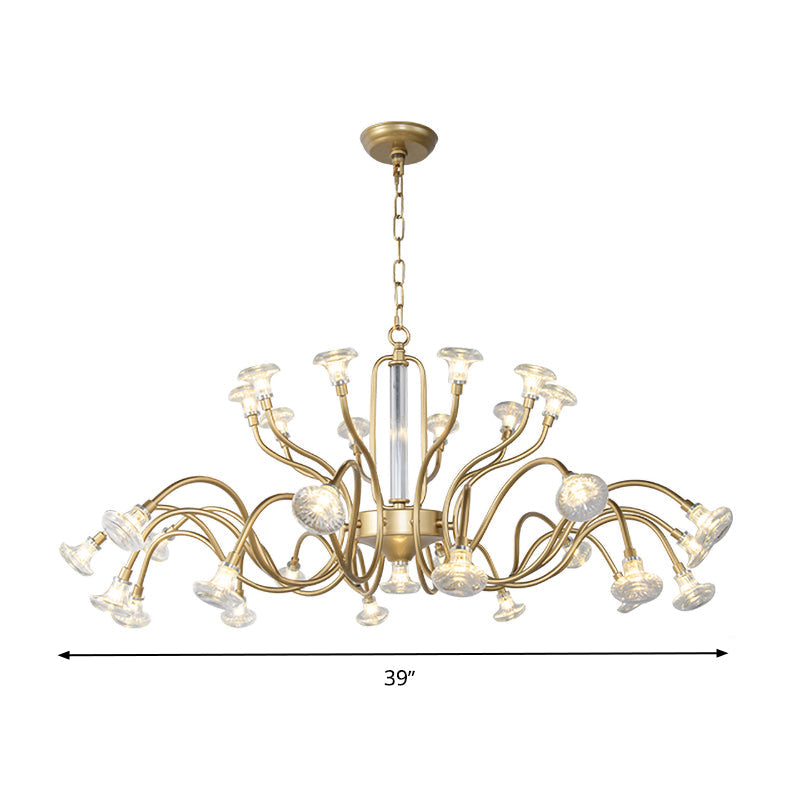 25/31 Lights Crystal Chandelier Light Lodge Gold Sputnik Living Room Hanging Lamp Kit Clearhalo 'Ceiling Lights' 'Chandeliers' Lighting' options 326486