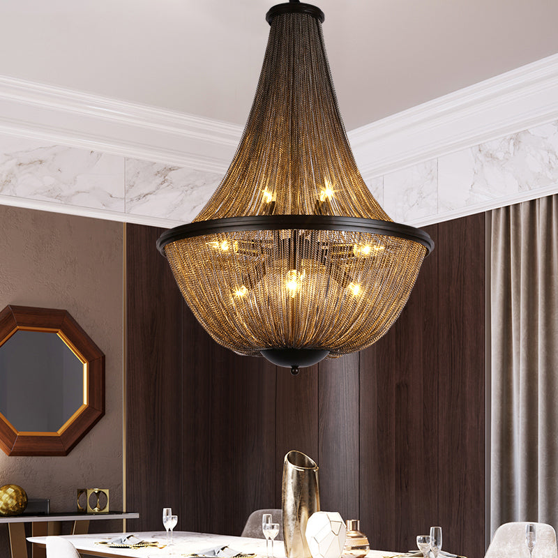Gold 8 Lights Chandelier Light Traditional-Style Metal Chain Fringe Hanging Lamp Kit Gold Clearhalo 'Ceiling Lights' 'Chandeliers' Lighting' options 326666_a28e92e7-6eb2-4c92-b208-8096011bb73f