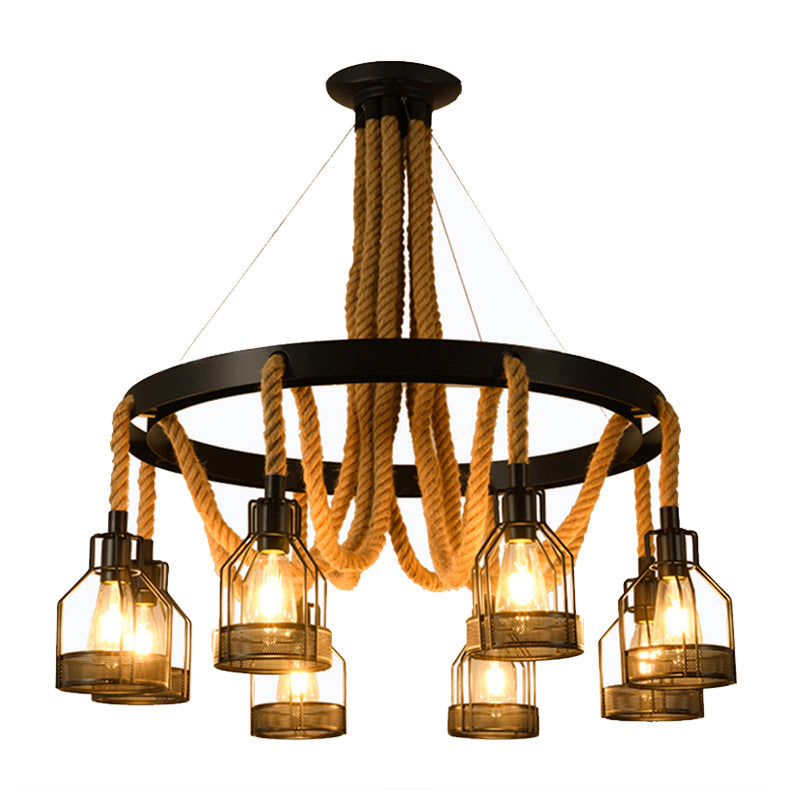 Circular Metallic Chandelier Factory 4/6/14 Lights Restaurant Ceiling Light Fixture in Black Clearhalo 'Cast Iron' 'Ceiling Lights' 'Chandeliers' 'Industrial Chandeliers' 'Industrial' 'Metal' 'Middle Century Chandeliers' 'Rustic Chandeliers' 'Tiffany' Lighting' 326779