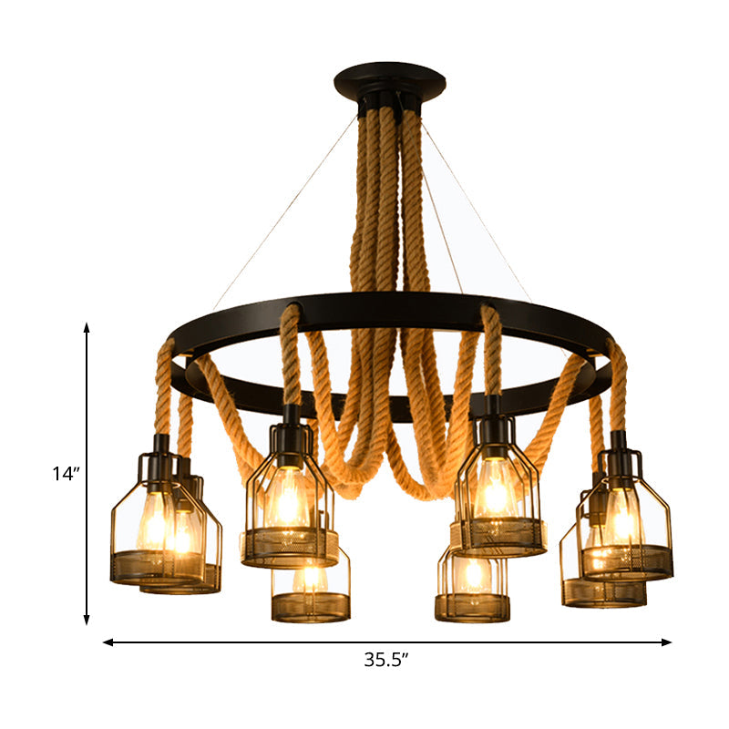 Circular Metallic Chandelier Factory 4/6/14 Lights Restaurant Ceiling Light Fixture in Black Clearhalo 'Cast Iron' 'Ceiling Lights' 'Chandeliers' 'Industrial Chandeliers' 'Industrial' 'Metal' 'Middle Century Chandeliers' 'Rustic Chandeliers' 'Tiffany' Lighting' 326780